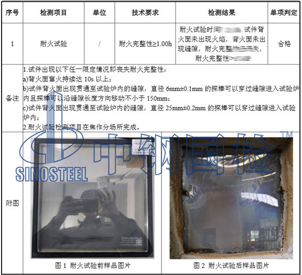 防火玻璃耐火試驗檢測結果