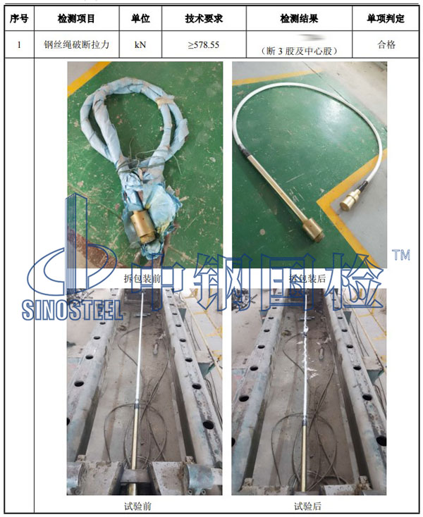 鋼索檢測項目結果