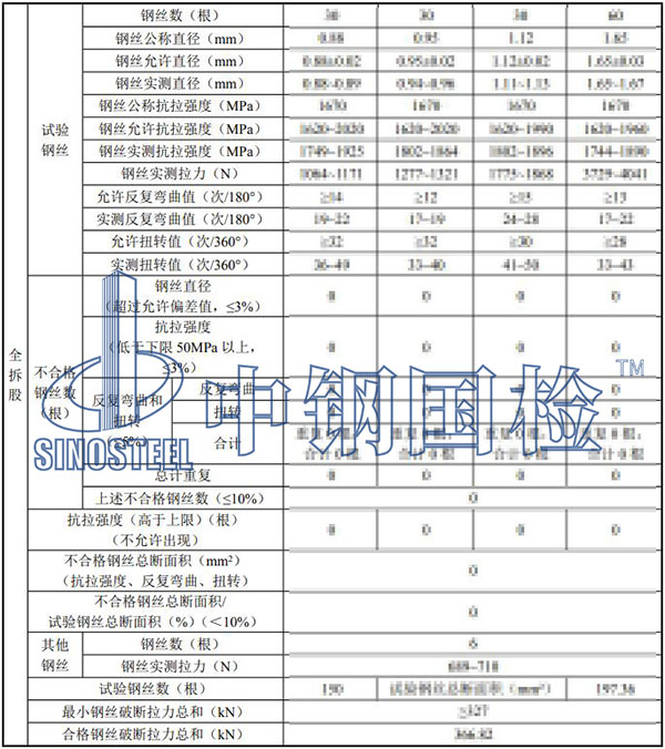 鋼絲繩檢測項目結果